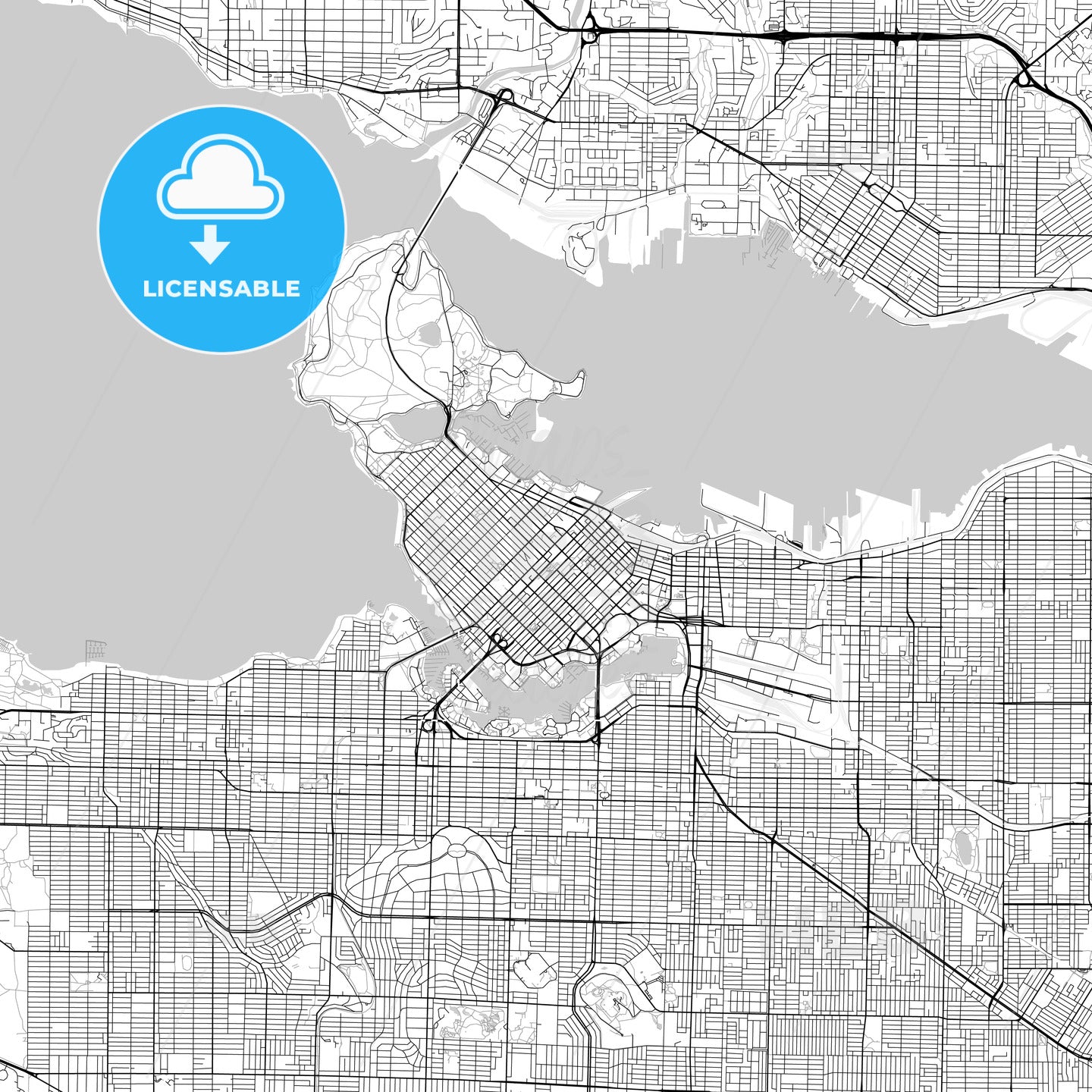 Vancouver, British Columbia, Downtown City Map, Light
