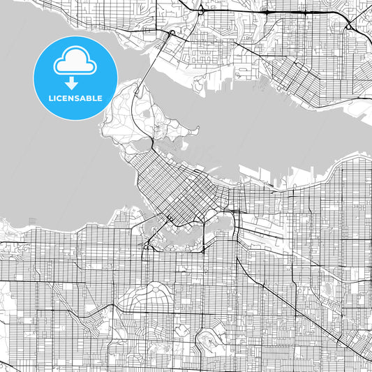 Vancouver, British Columbia, Downtown City Map, Light