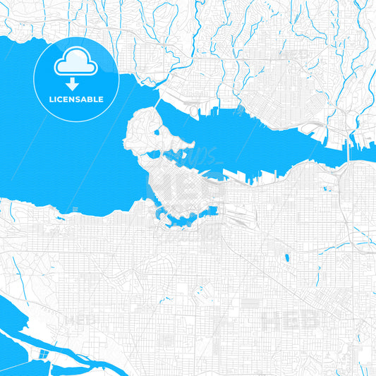 Vancouver, Canada PDF vector map with water in focus