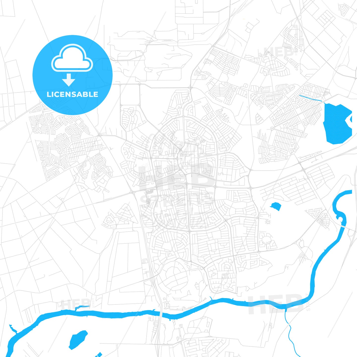 Vanderbijlpark, South Africa PDF vector map with water in focus