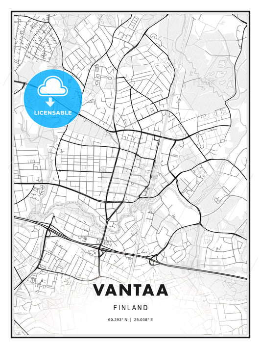 Vantaa, Finland, Modern Print Template in Various Formats - HEBSTREITS Sketches