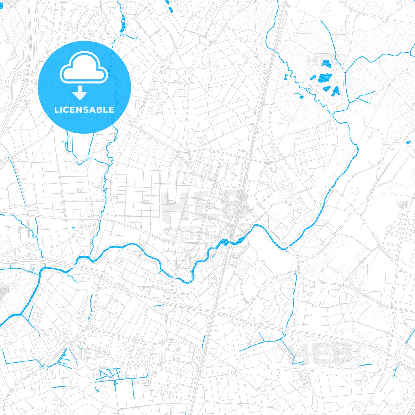 Vantaa, Finland PDF vector map with water in focus
