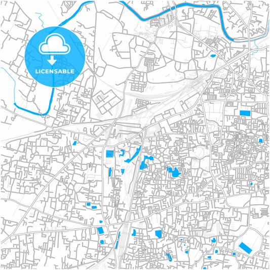 Varanasi, Uttar Pradesh, India, city map with high quality roads.