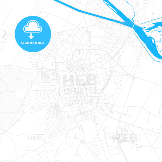 Varaždin, Croatia PDF vector map with water in focus