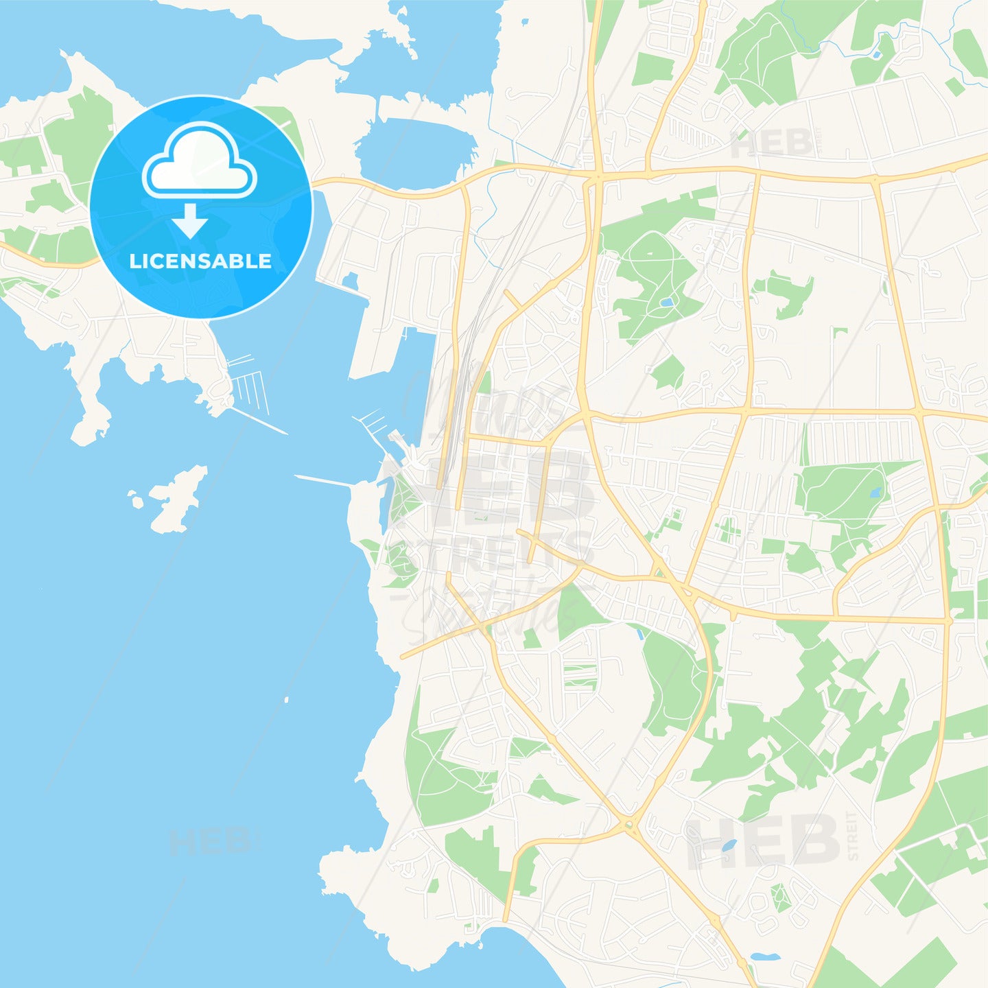 Varberg, Sweden Vector Map - Classic Colors