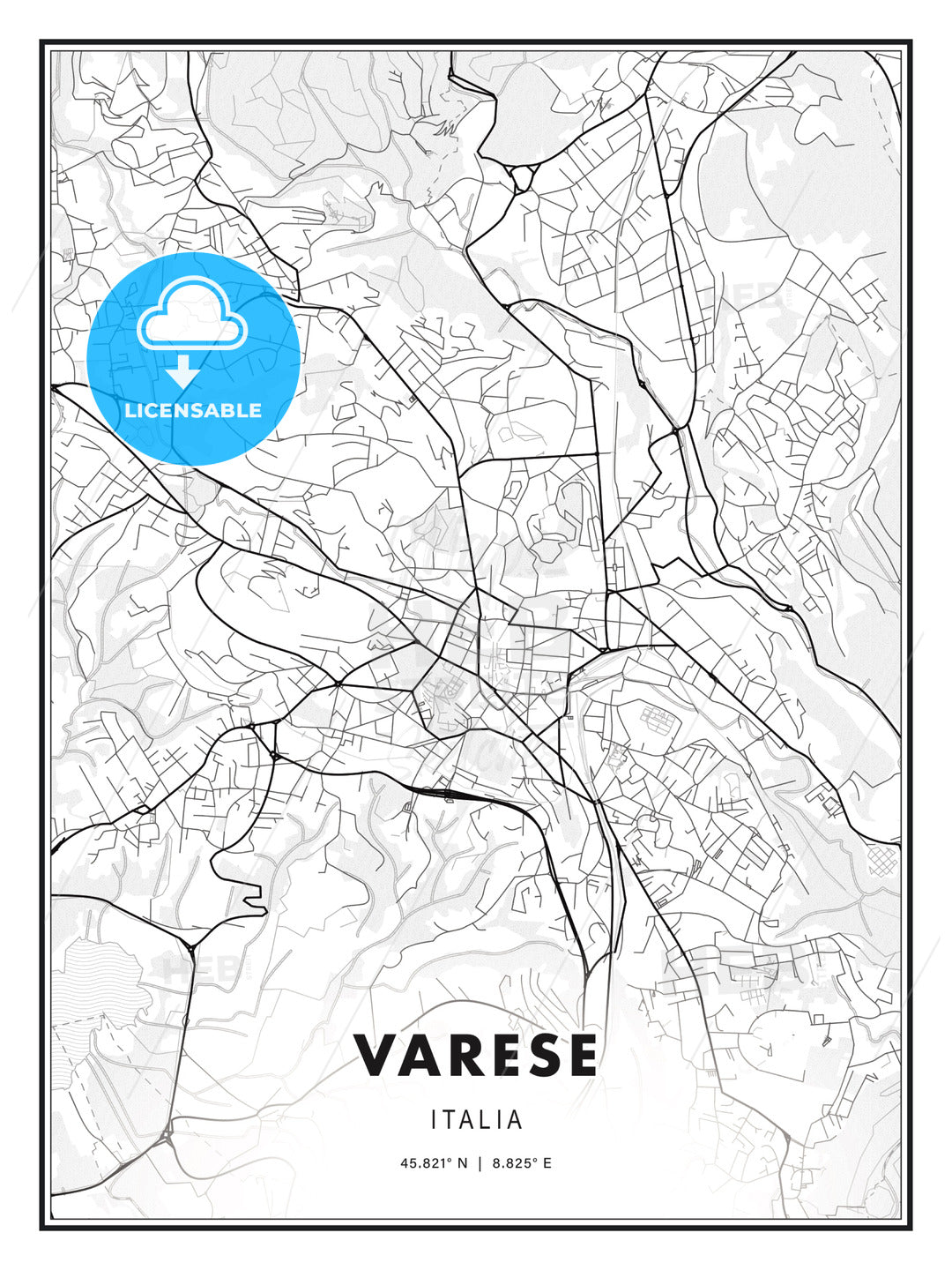 Varese, Italy, Modern Print Template in Various Formats - HEBSTREITS Sketches