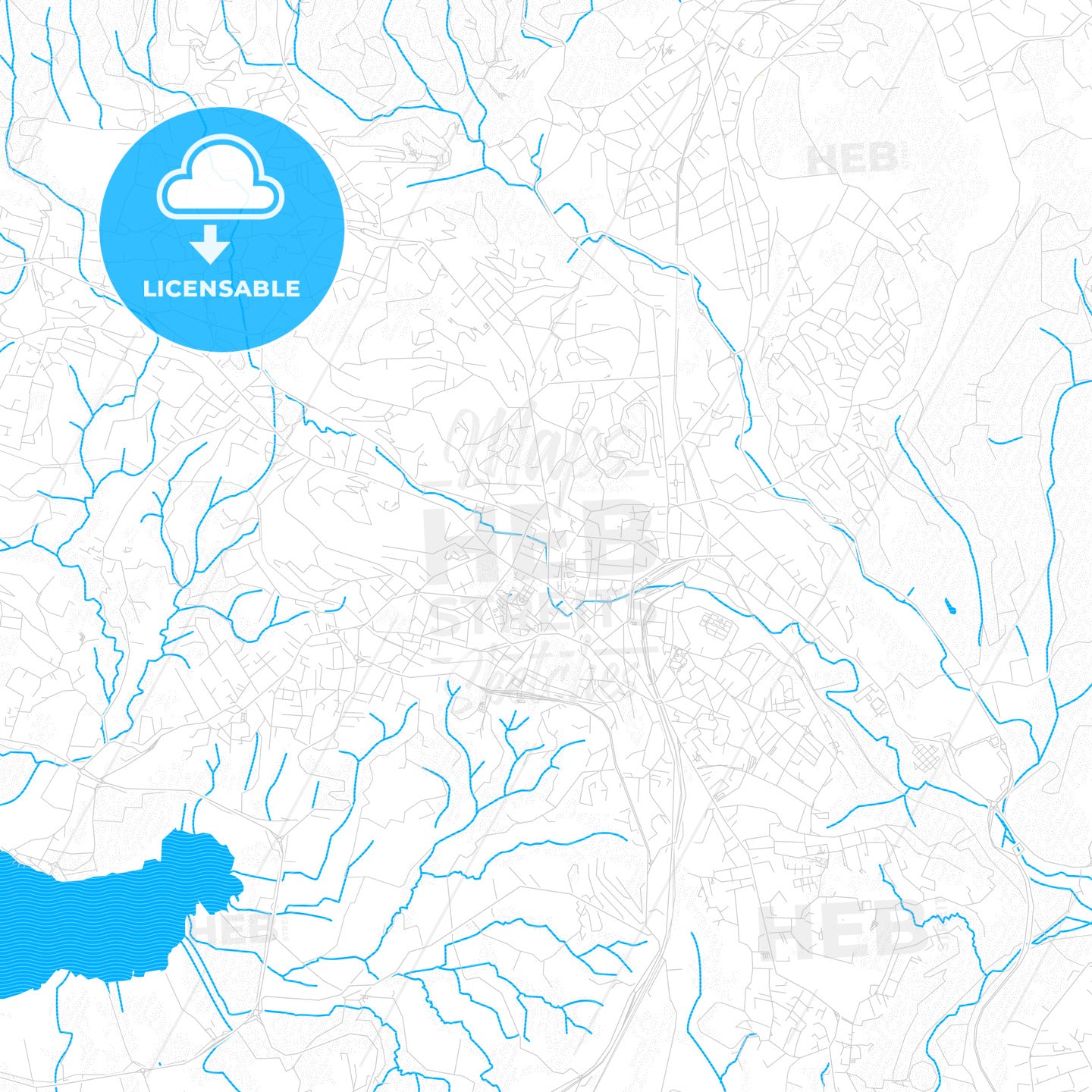 Varese, Italy PDF vector map with water in focus