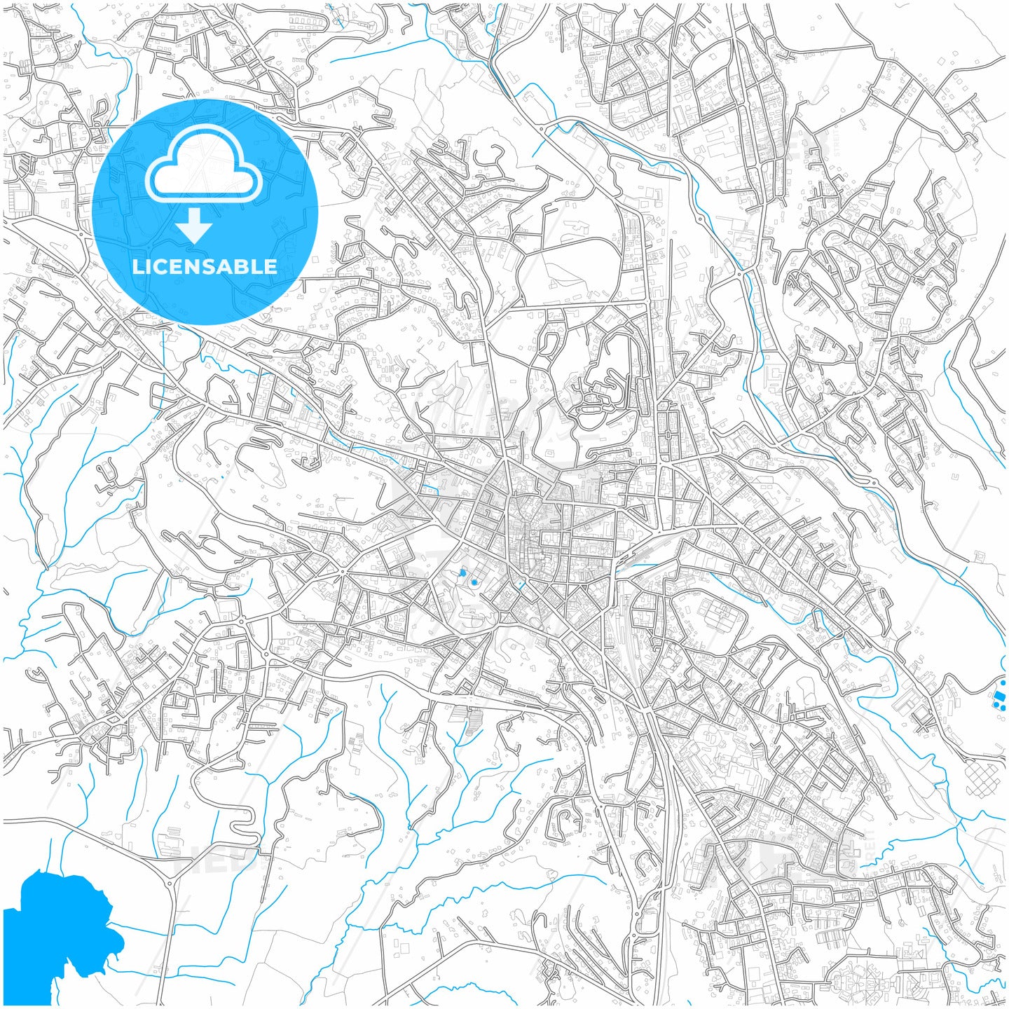 Varese, Lombardy, Italy, city map with high quality roads.