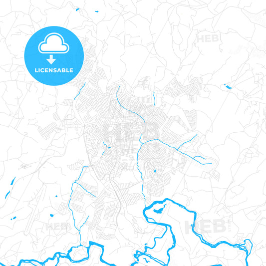 Varginha, Brazil PDF vector map with water in focus