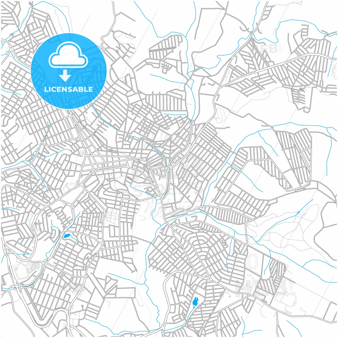 Varginha, Brazil, city map with high quality roads.