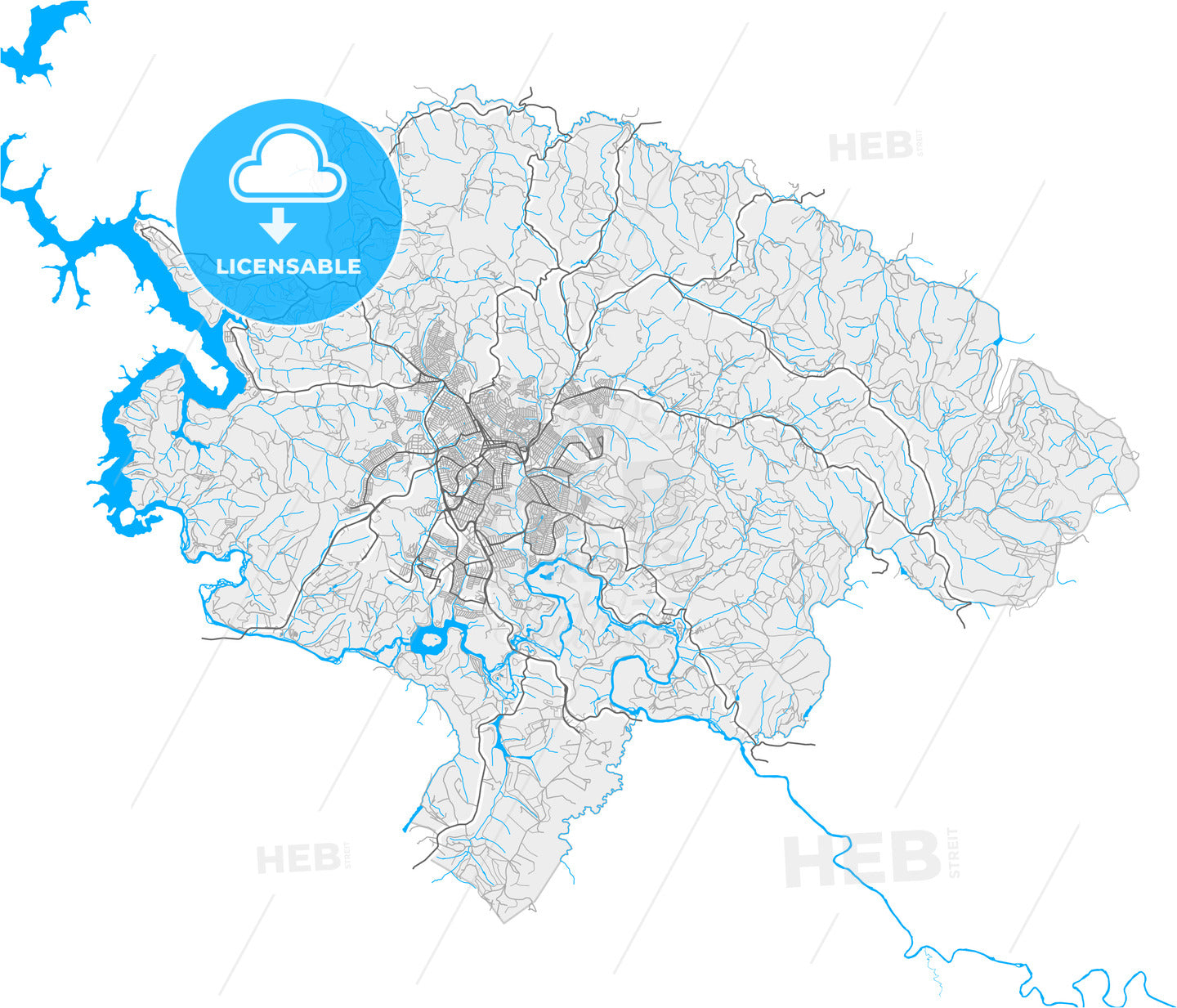 Varginha, Brazil, high quality vector map