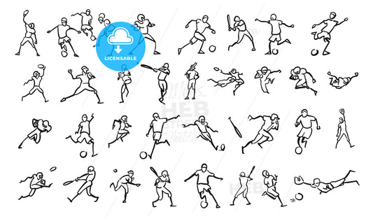Various Ball Game Motion Sketch Studies Set – instant download