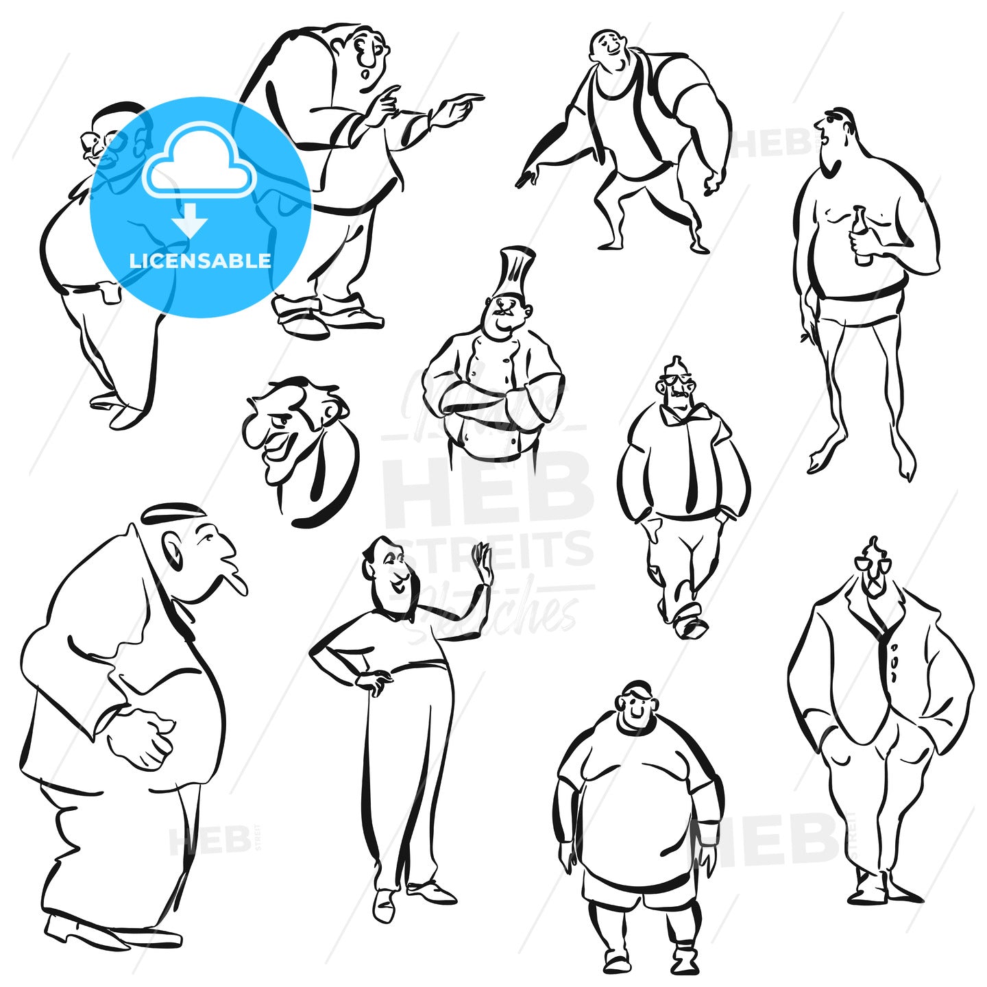 Various Characters of Fat Men – instant download