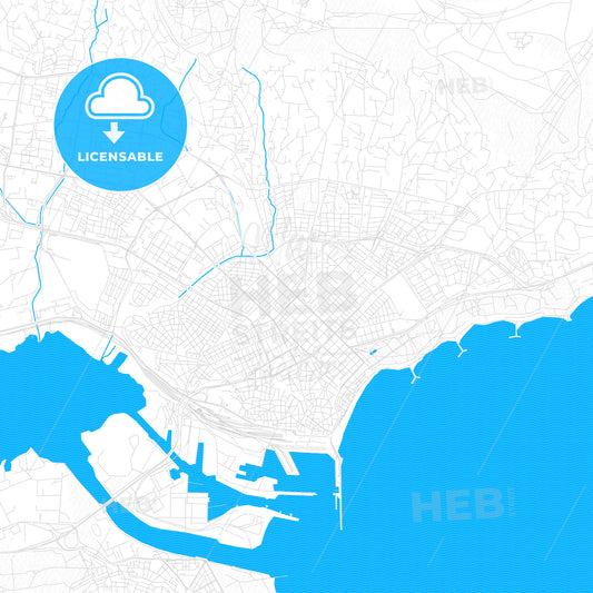 Varna, Bulgaria PDF vector map with water in focus
