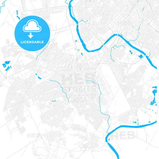 Varzea Grande, Brazil PDF vector map with water in focus