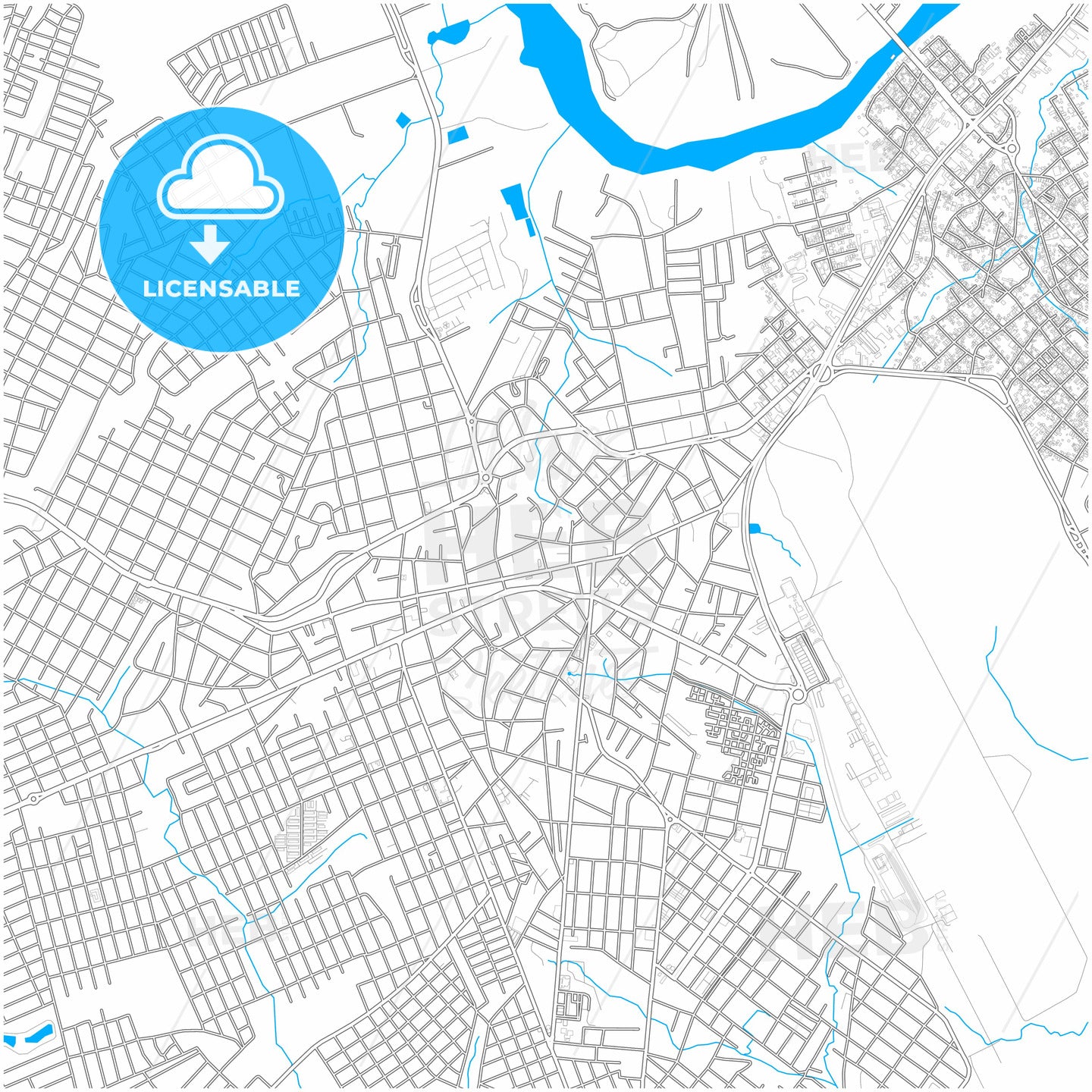 Varzea Grande, Brazil, city map with high quality roads.