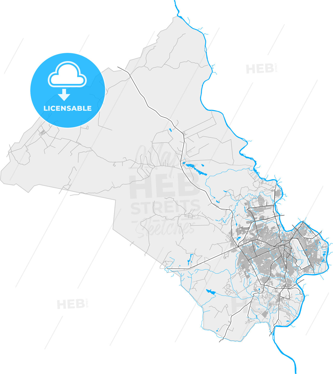 Varzea Grande, Brazil, high quality vector map