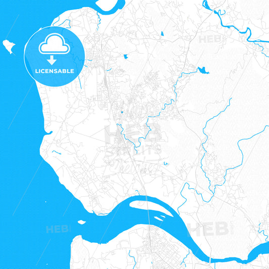 Vasai-Virar, India PDF vector map with water in focus