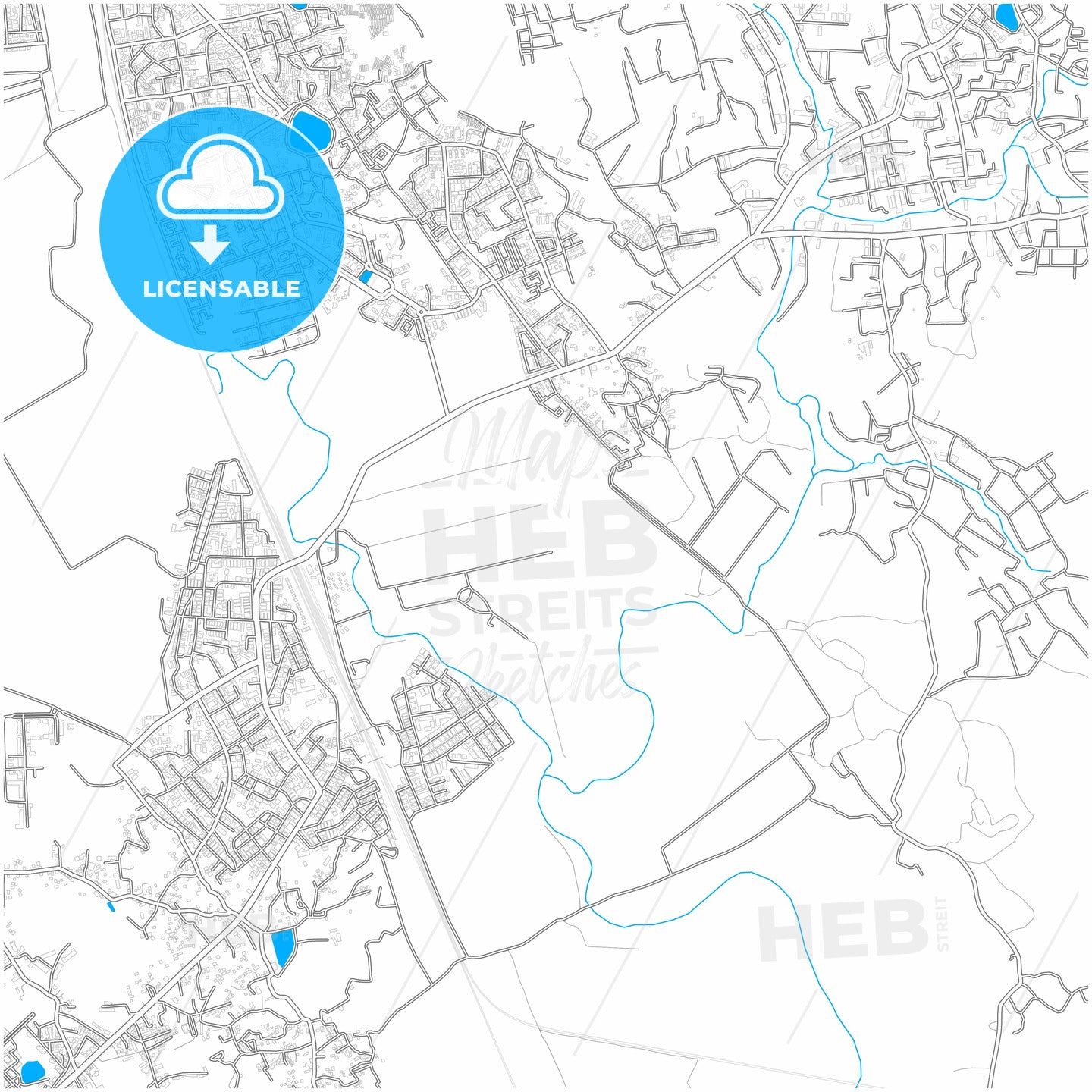 Vasai-Virar, Maharashtra, India, city map with high quality roads.