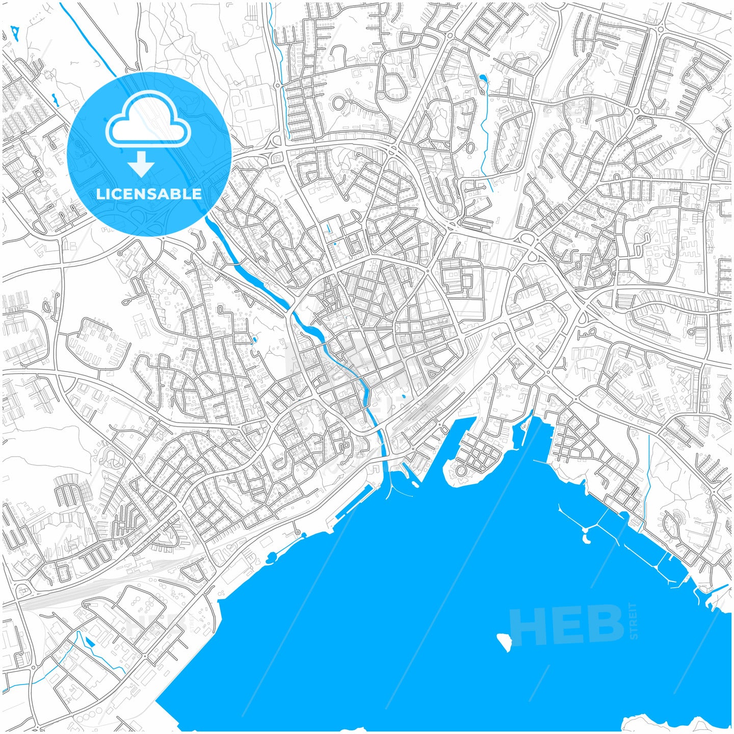 Västerås, Sweden, city map with high quality roads.