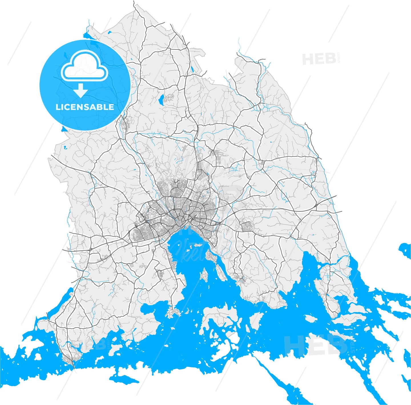 Västerås, Sweden, high quality vector map