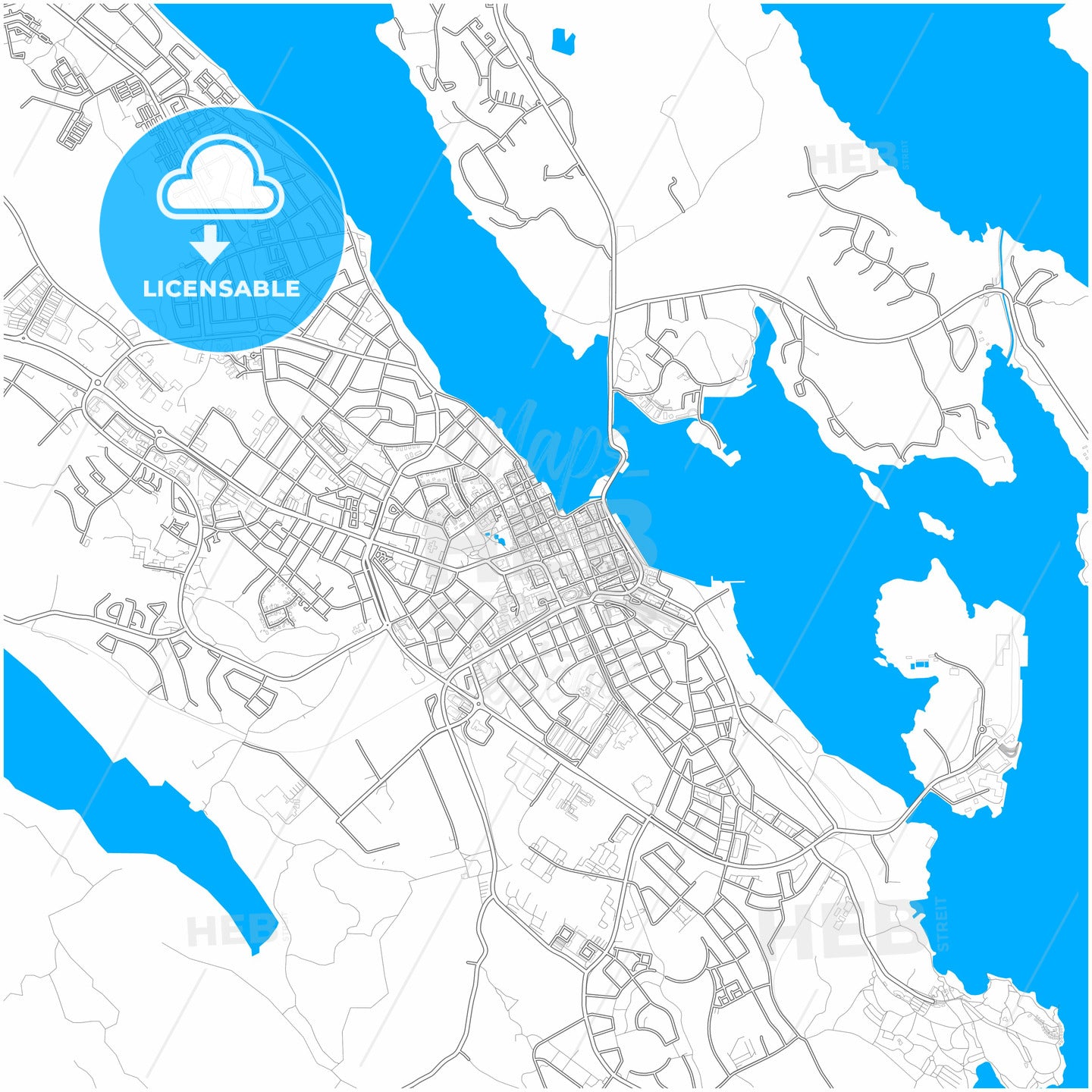 Västervik, Sweden, city map with high quality roads.