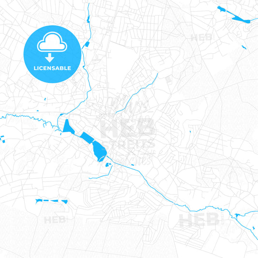 Vasylkiv, Ukraine PDF vector map with water in focus