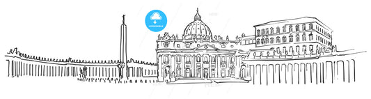 Vatican City Panorama Sketch – instant download