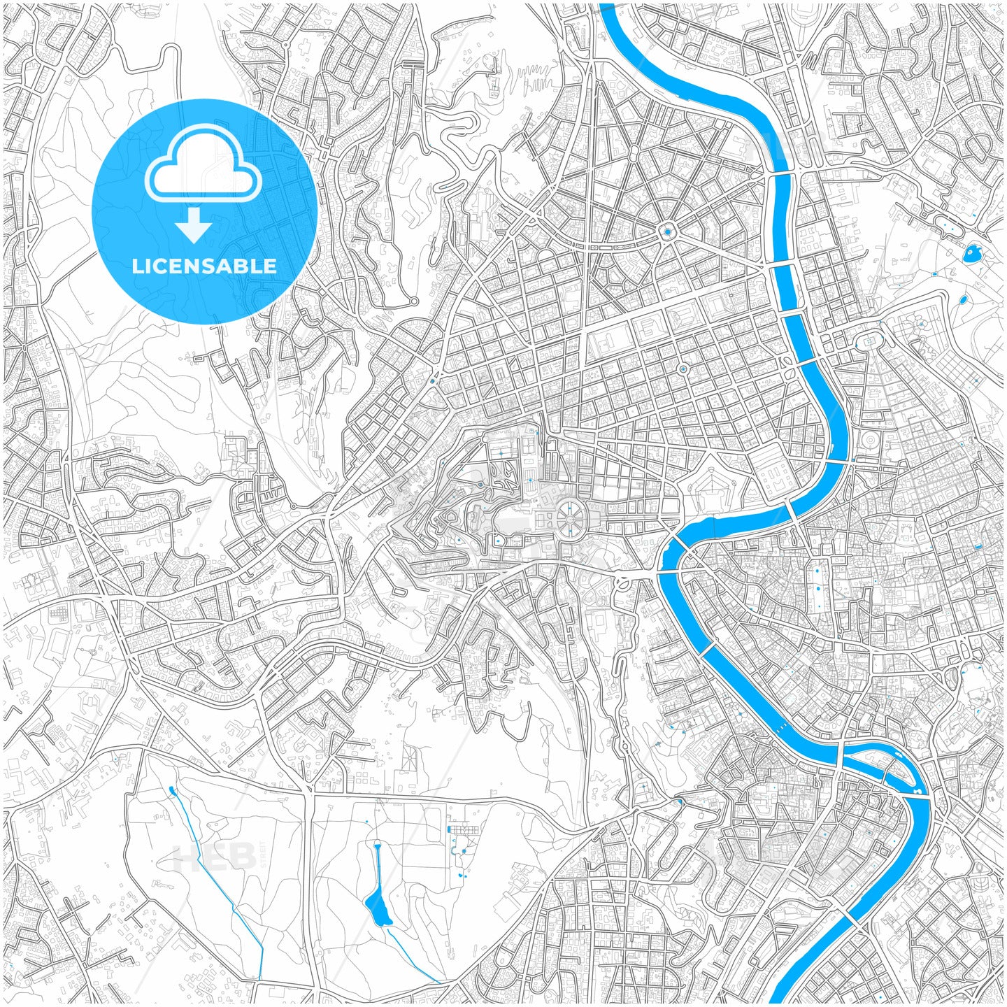 Vatican City, Vatican, city map with high quality roads.