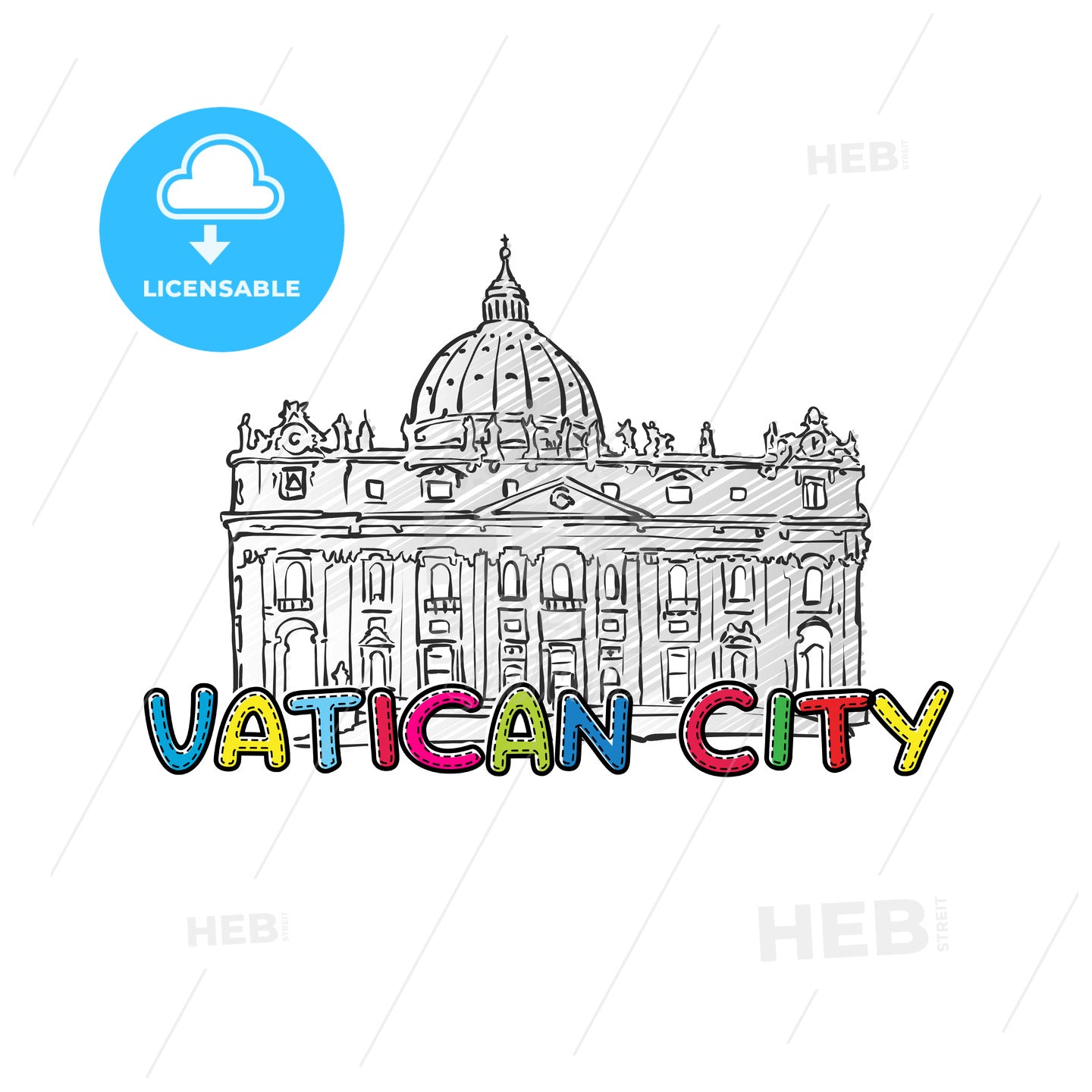 Vatican beautiful sketched icon – instant download