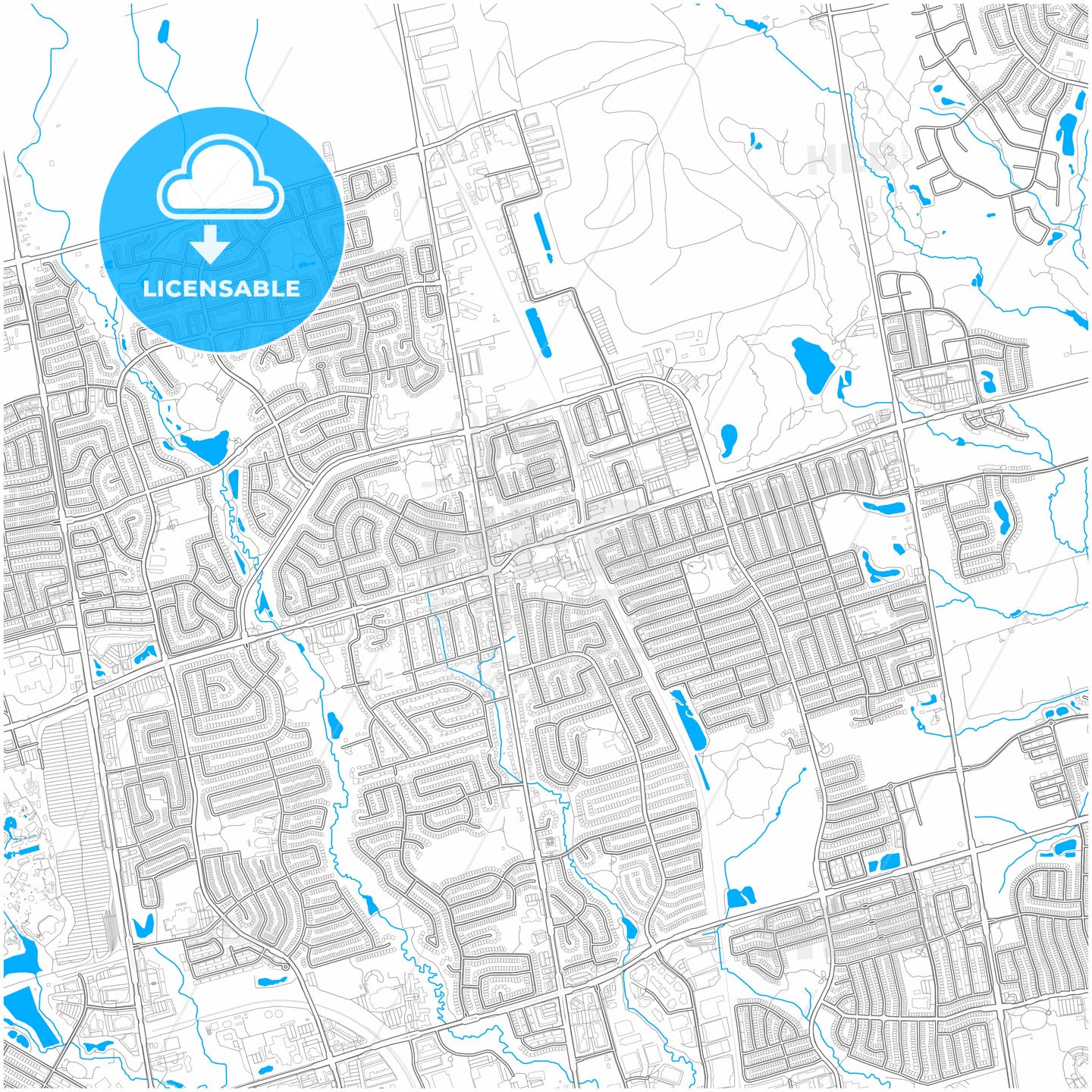 Vaughan, Ontario, Canada, city map with high quality roads.