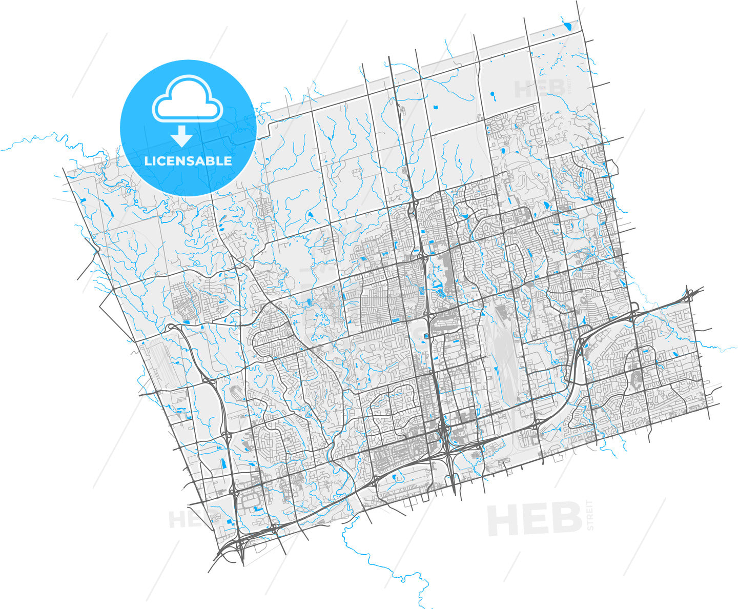 Vaughan, Ontario, Canada, high quality vector map