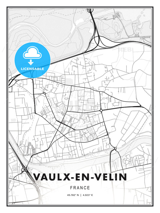 Vaulx-en-Velin, France, Modern Print Template in Various Formats - HEBSTREITS Sketches