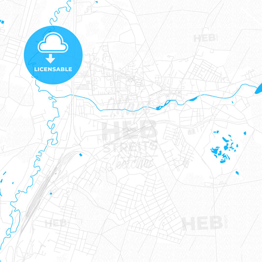 Vawkavysk, Belarus PDF vector map with water in focus