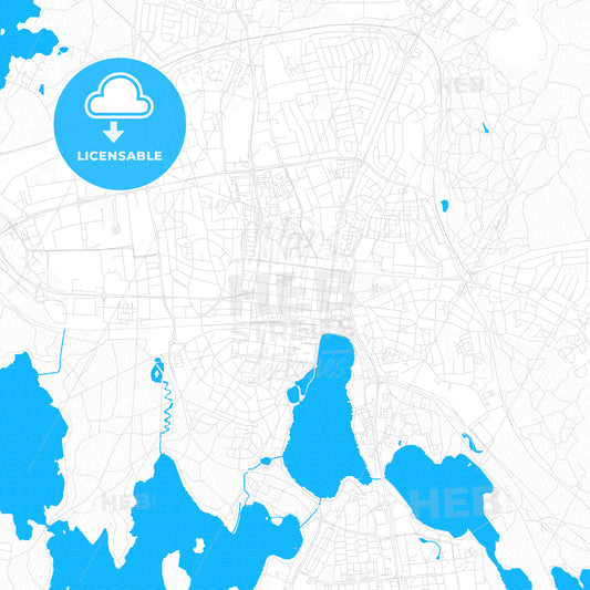 Växjö, Sweden PDF vector map with water in focus