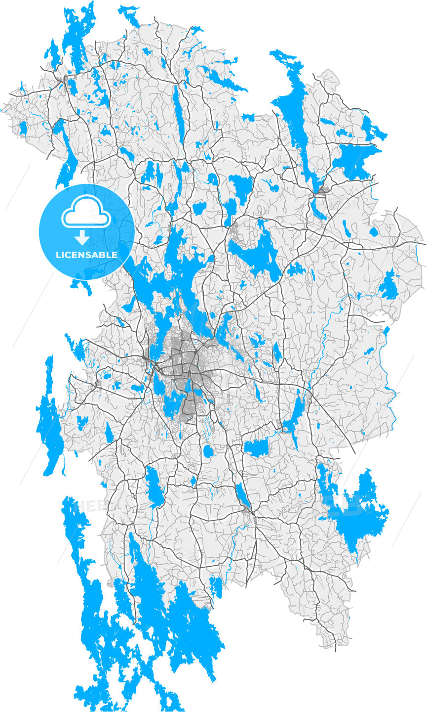 Växjö, Sweden, high quality vector map