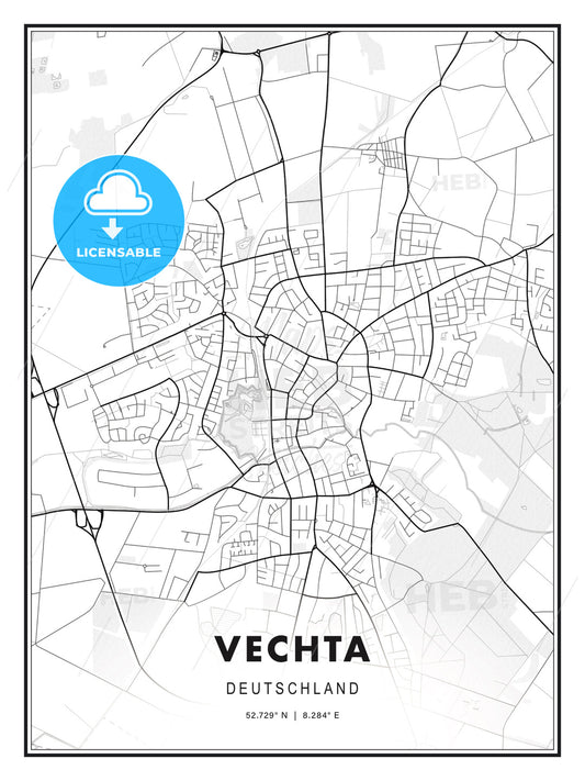 Vechta, Germany, Modern Print Template in Various Formats - HEBSTREITS Sketches