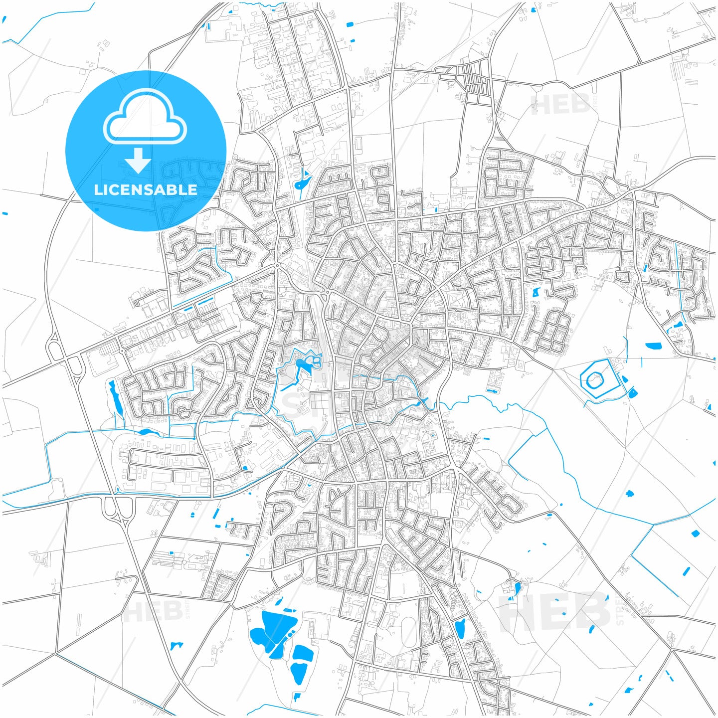 Vechta, Lower Saxony, Germany, city map with high quality roads.