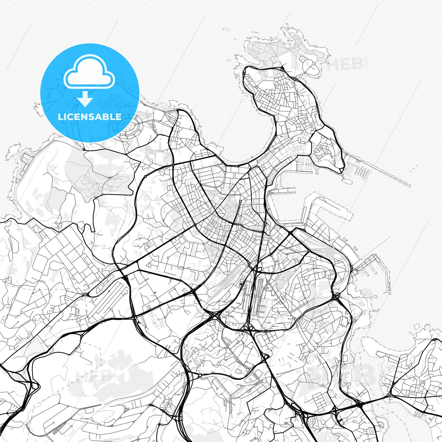 Vector PDF map of A Coruña, Spain