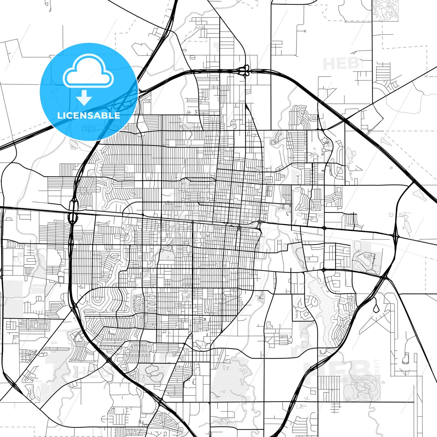 Vector PDF map of Abilene, Texas, United States