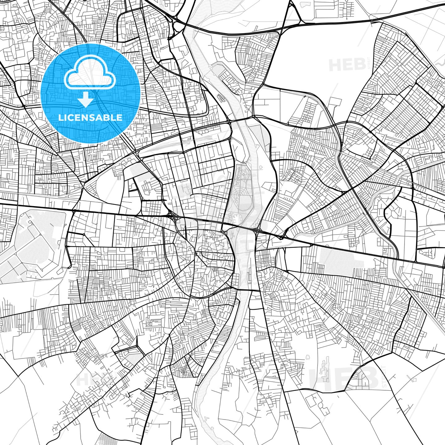 Vector PDF map of Adana, Turkey