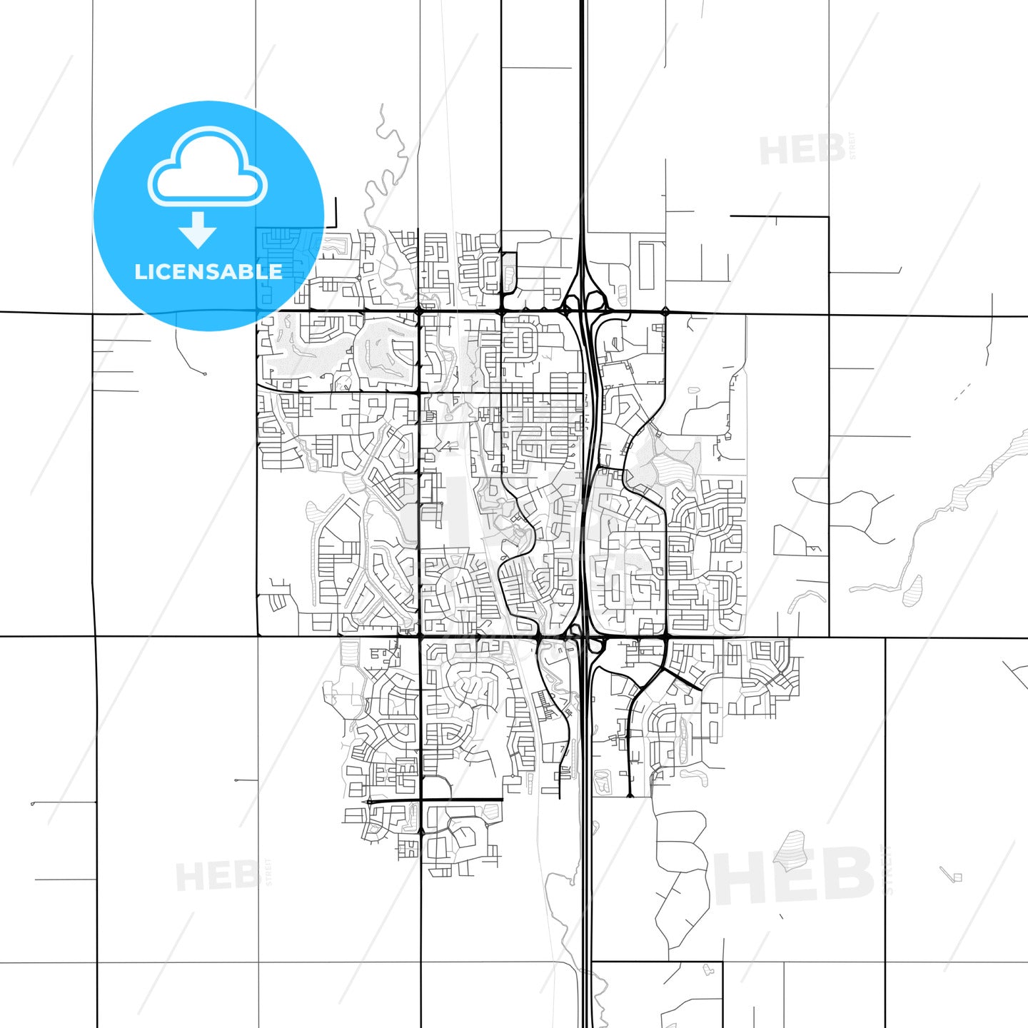 Vector PDF map of Airdrie, Canada