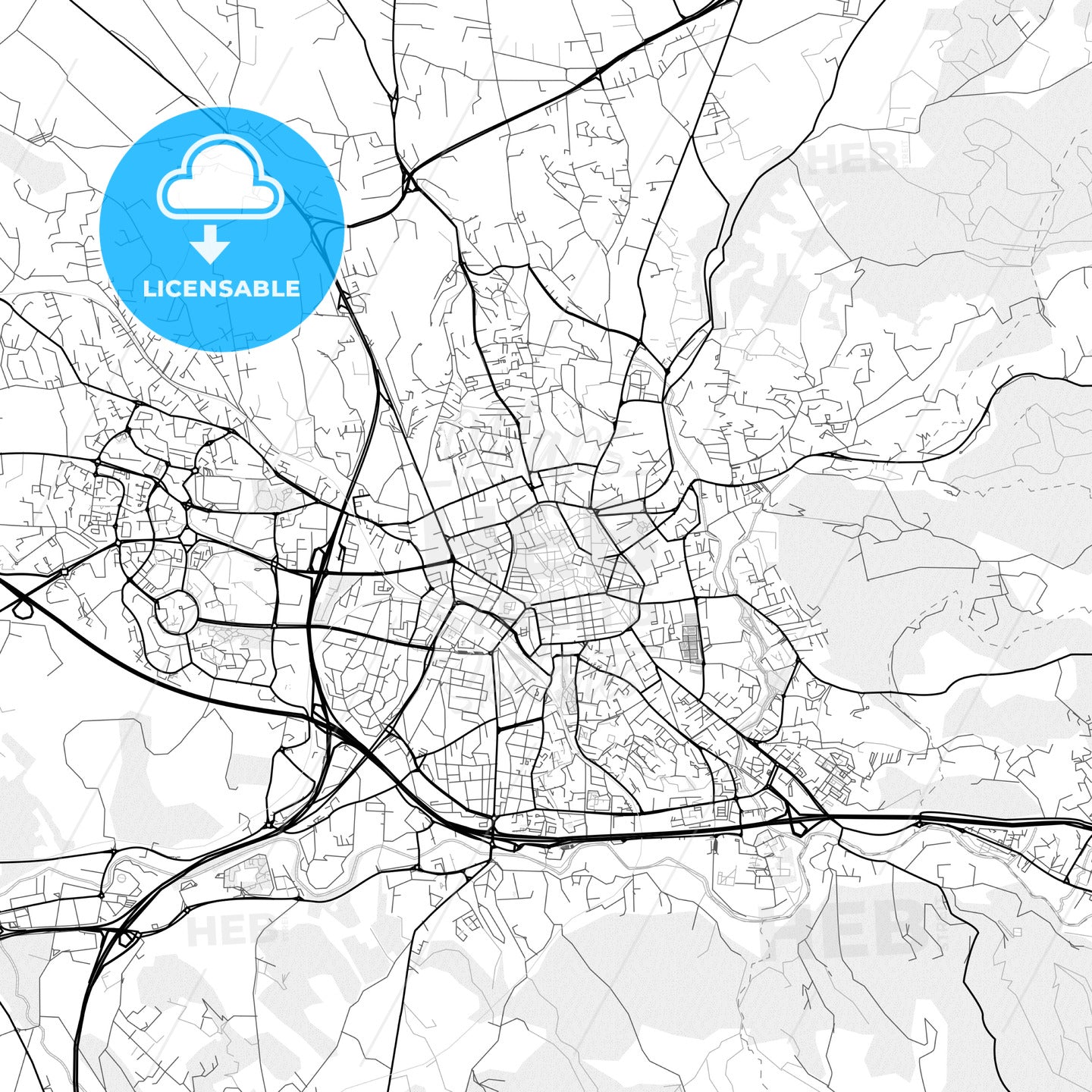 Vector PDF map of Aix-en-Provence, France