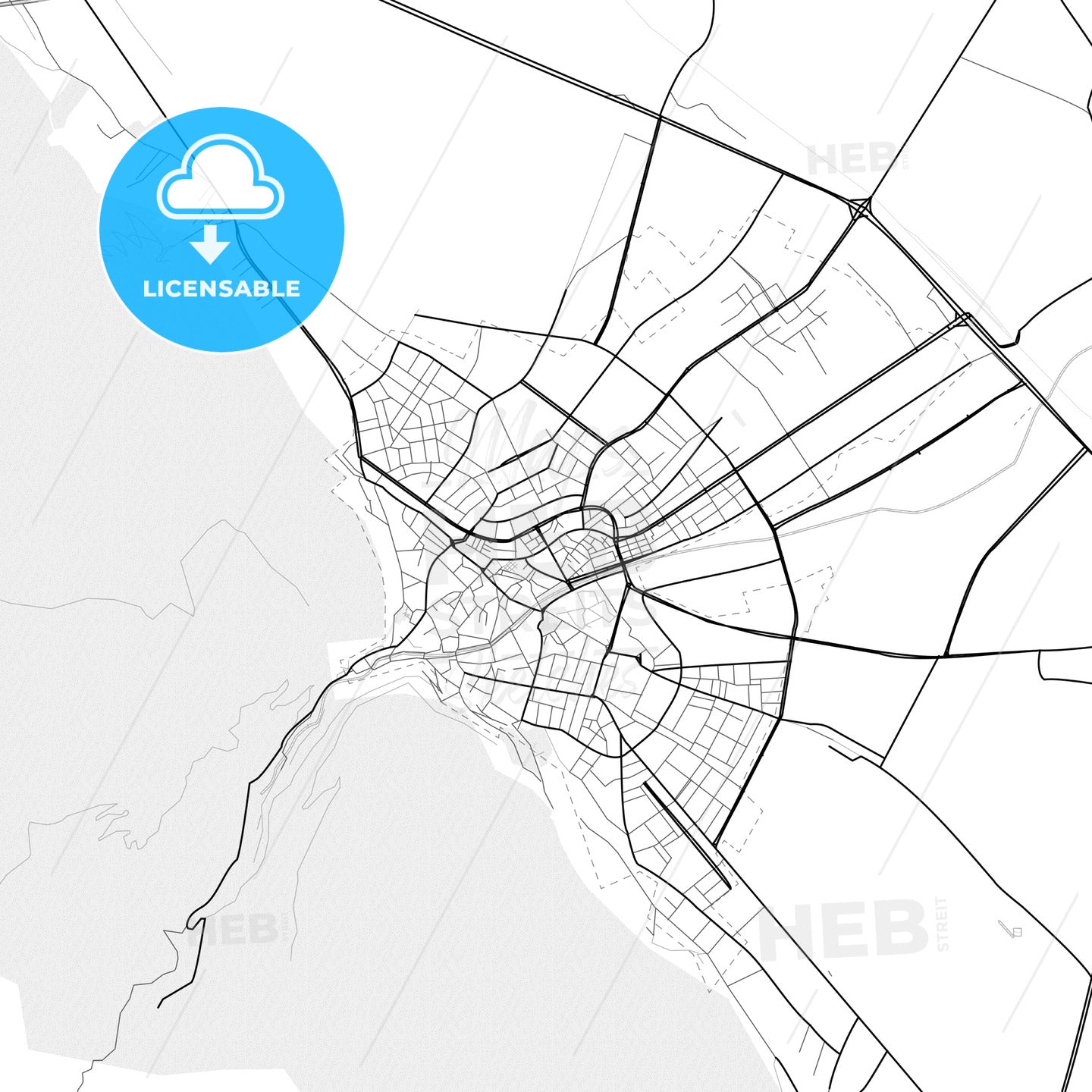 Vector PDF map of Akşehir, Turkey