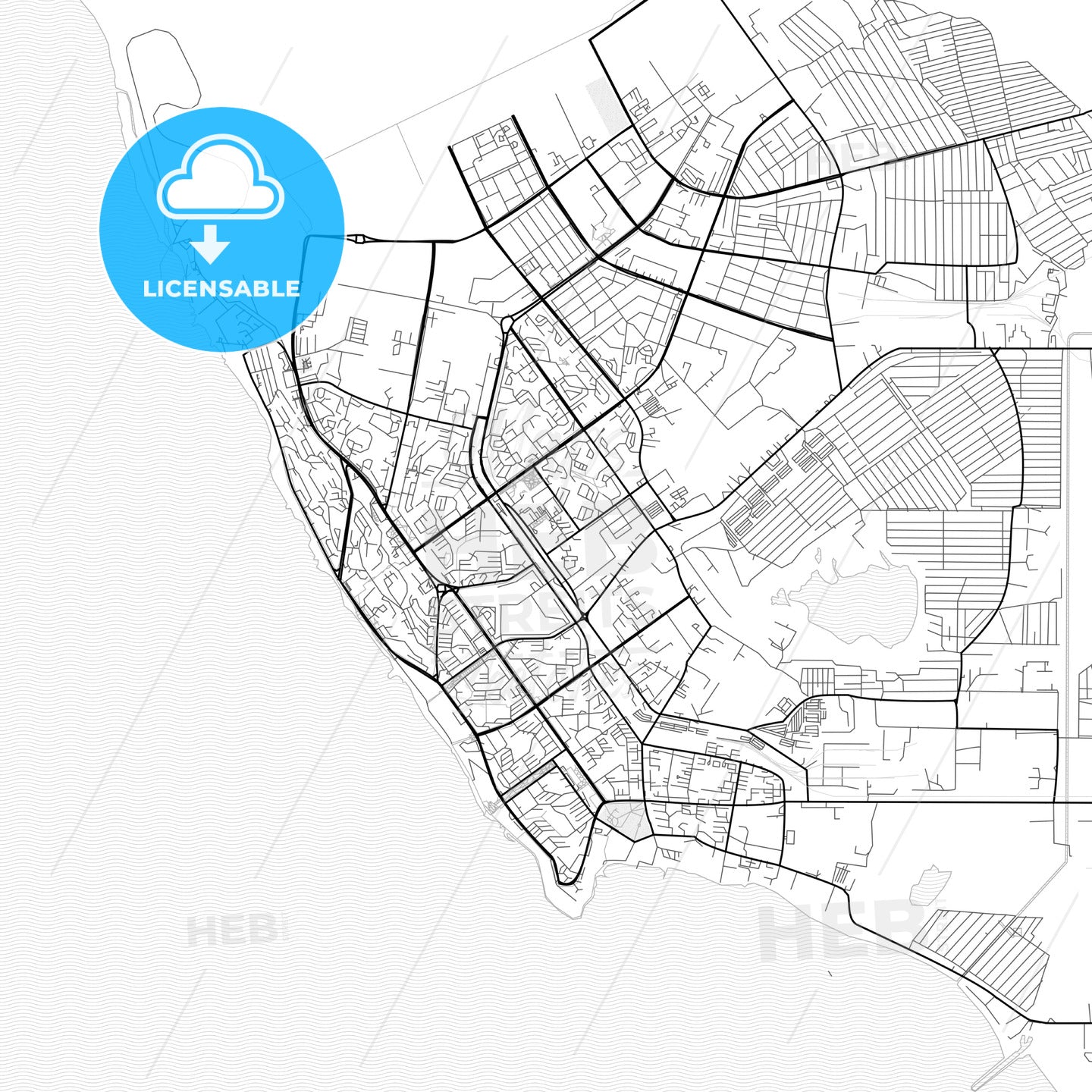 Vector PDF map of Aktau, Kazakhstan