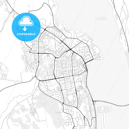 Vector PDF map of Akureyri, Iceland