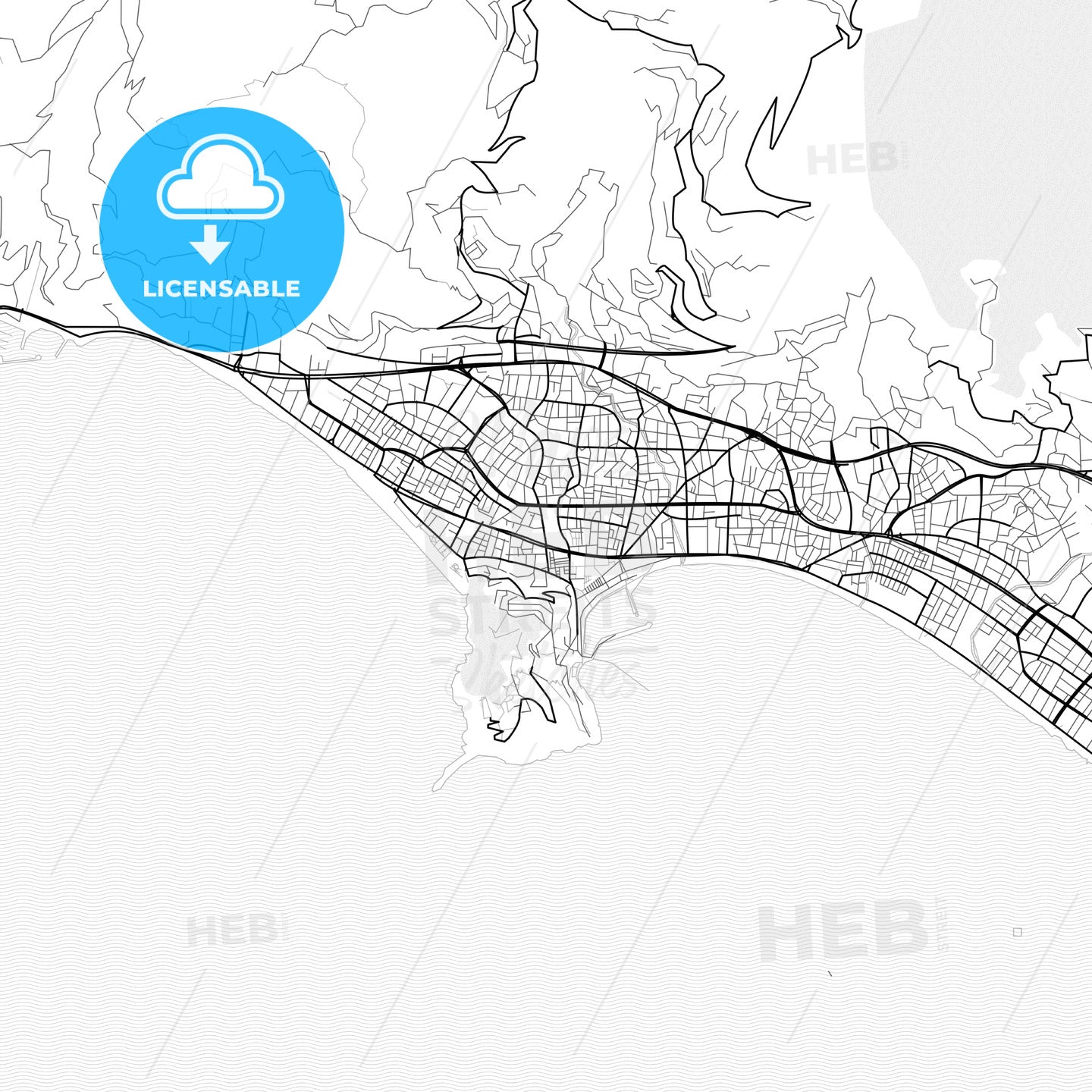 Vector PDF map of Alanya, Turkey