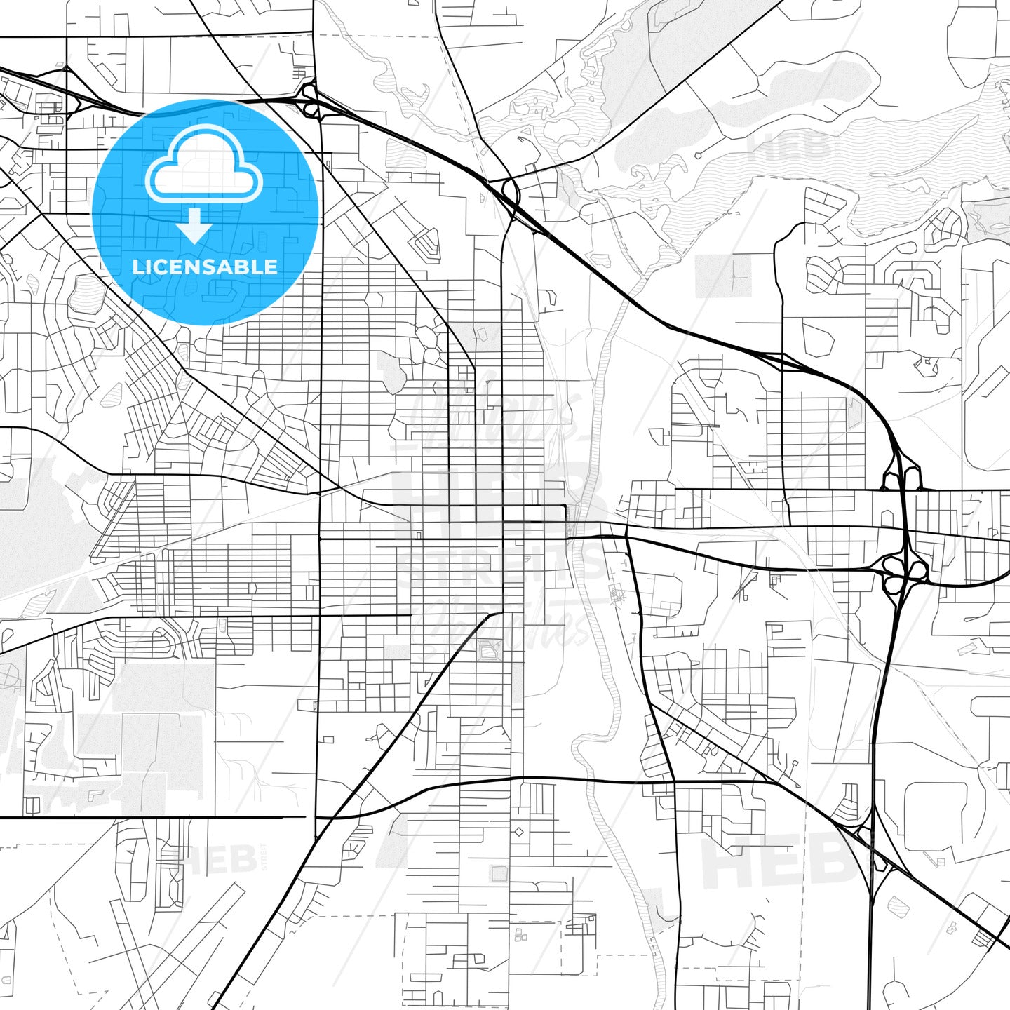 Vector PDF map of Albany, Georgia, United States - HEBSTREITS