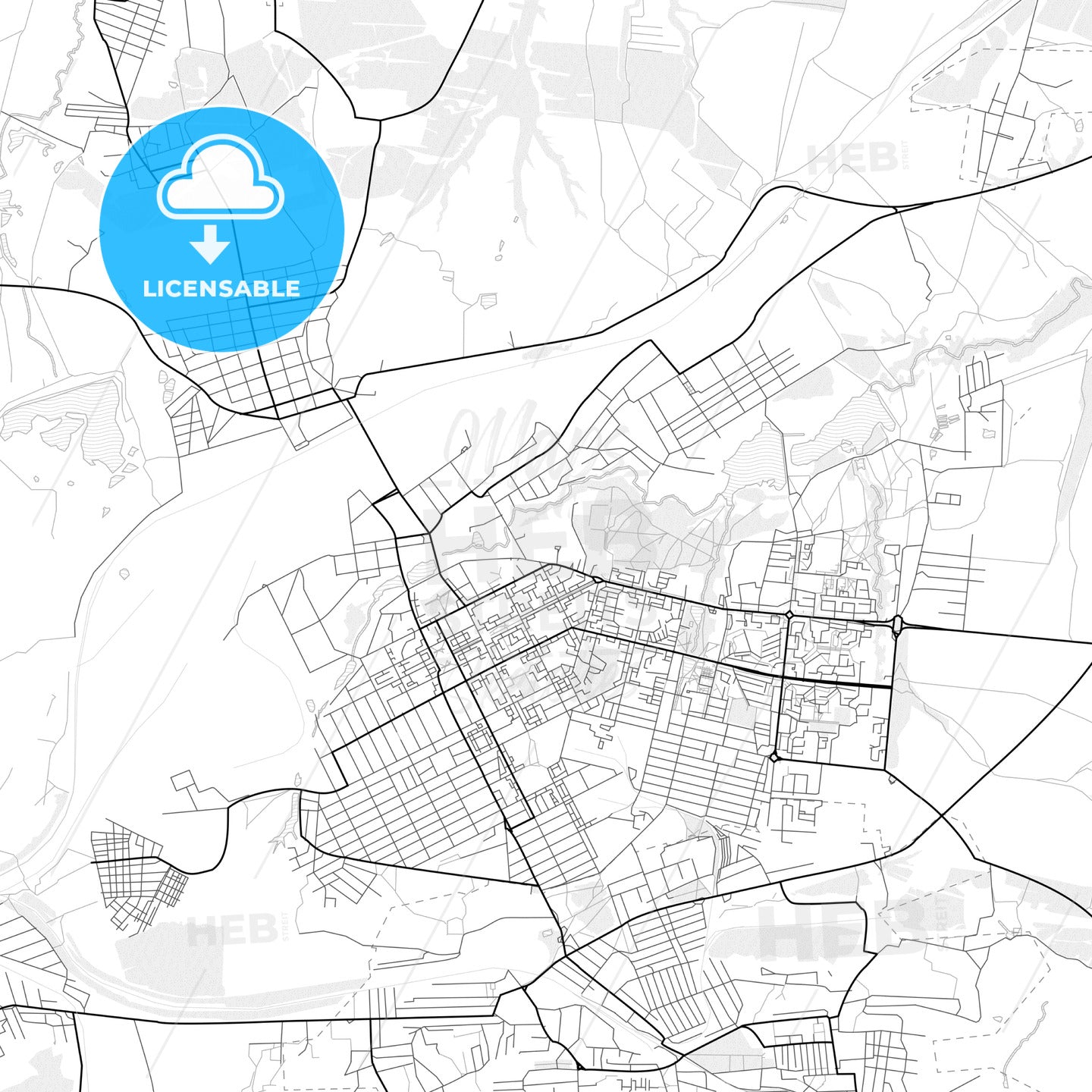 Vector PDF map of Alchevsk, Ukraine