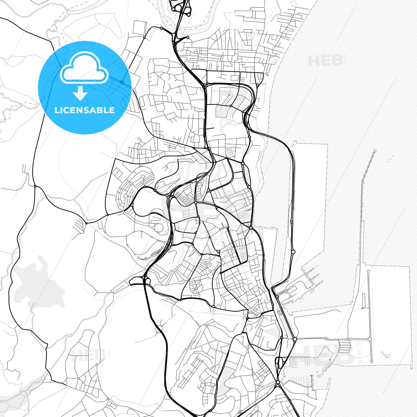 Vector PDF map of Algeciras, Spain